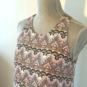 Pink Republic Sleeveless Tank Slip Dress Pink/Black Geometric Boho Summer SZ M